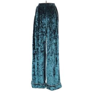 ALAMOUR THE LABEL AUSTRALIA TEAL CRUSHED VELVET PALAZZO PANTS S